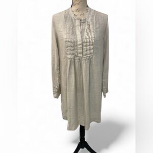 James Perse 100% Linen Pintuck Tunic Dress Top Beige Size 1 WK06799